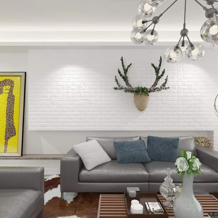 Panneaux anti humidité décoratif 3D Lot 10 Blanc