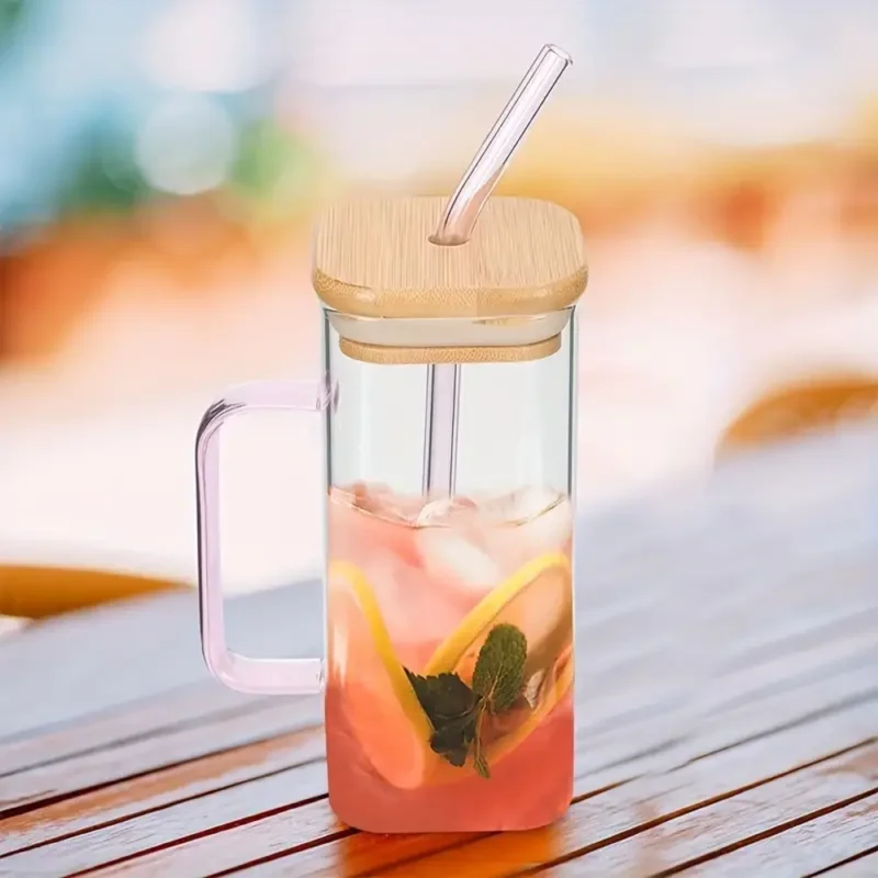 Tasse en Verre avec Paille - Transparent