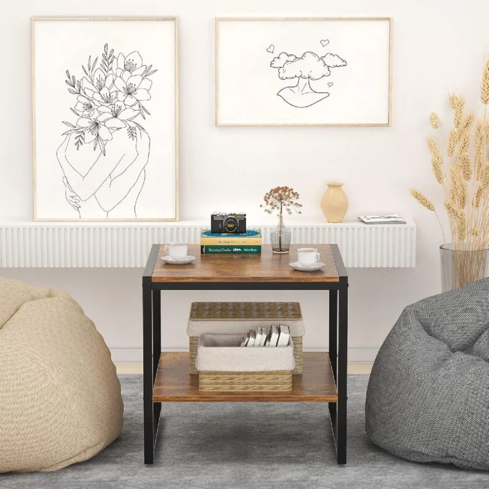 Table d'Appoint Moderne en Bois et Acier