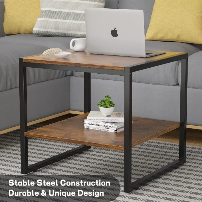 Table d'Appoint Moderne en Bois et Acier