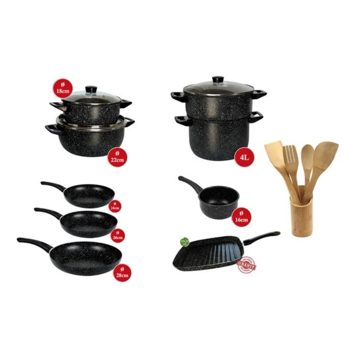 Batterie de Cuisine Cook'art Granite 17 Pièces