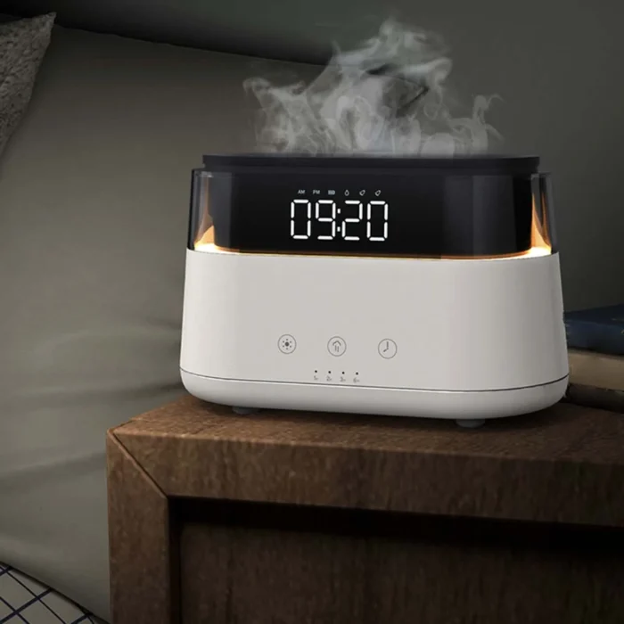 Diffuseur Aroma à Effet Flamme avec Horloge
