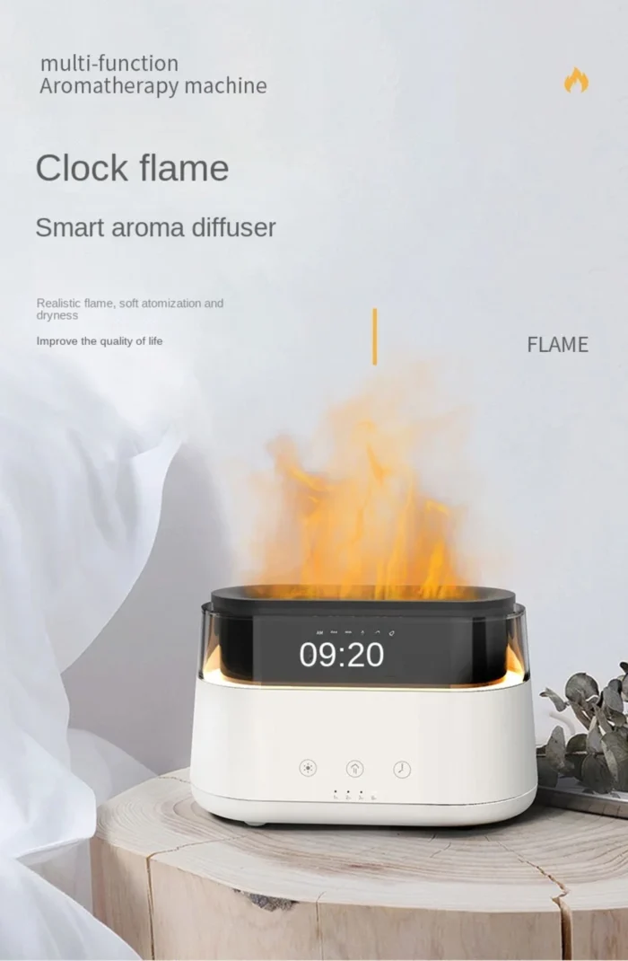 Diffuseur Aroma à Effet Flamme avec Horloge