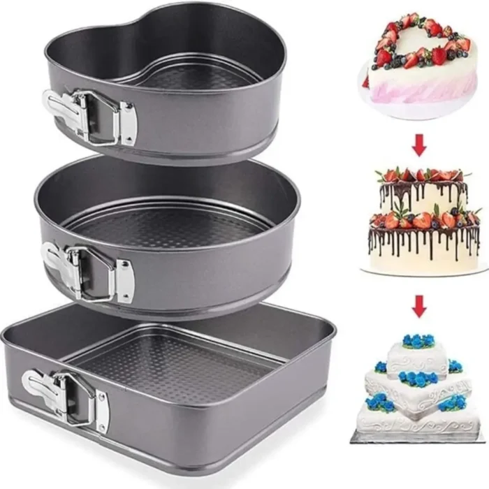 Lot de 3 Moules à Gâteaux en Acier Inoxydable