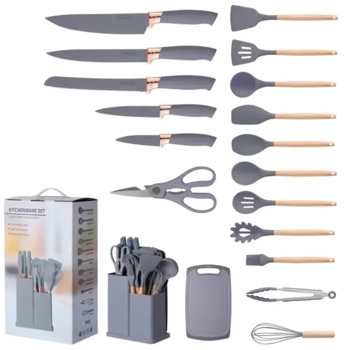 Set d’Ustensiles de Cuisine en Silicone – 19 Pièces