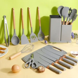 Set d’Ustensiles de Cuisine en Silicone – 19 Pièces