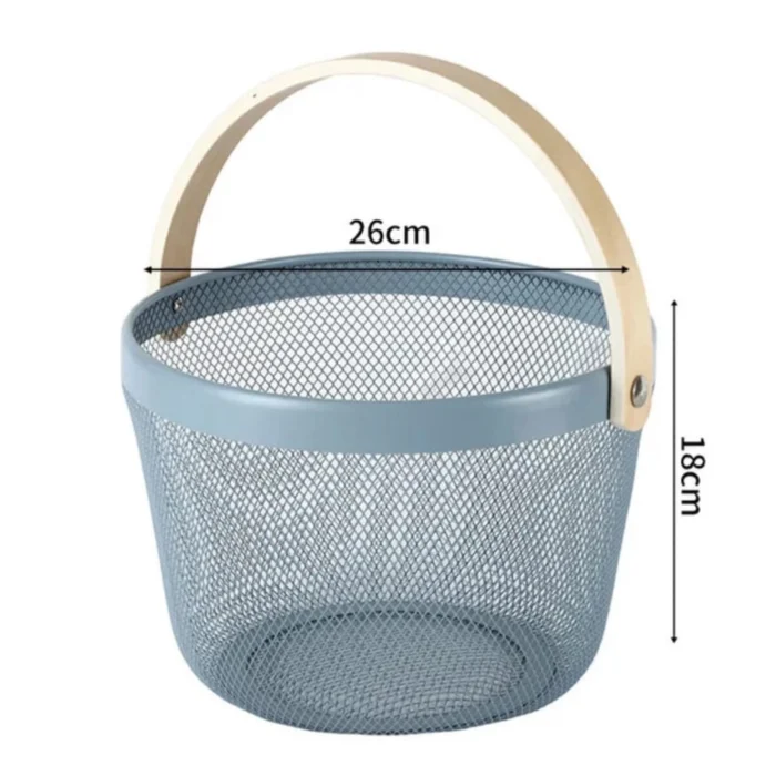 Panier de Rangement en Métal et Bambou