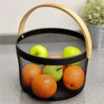 Panier de Rangement en Métal et Bambou