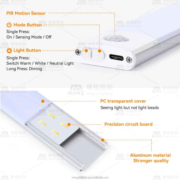 Lampe LED Rechargeable avec Détecteur de Mouvement 