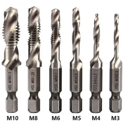 Lot de 6 Forets et Tarauds Combinés